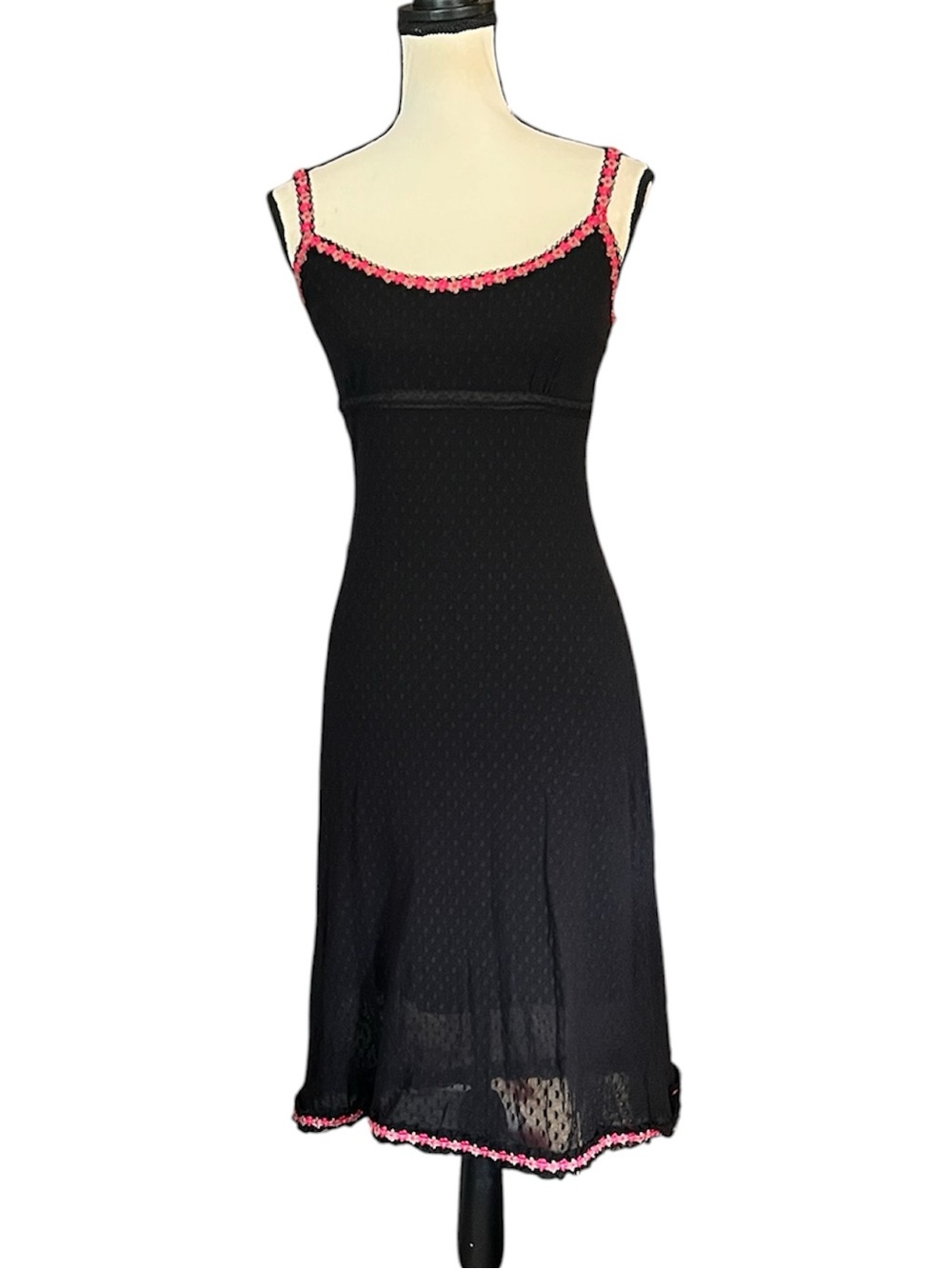 🚫SOLD🚫 Vintage Betsey Johnson New York Sheer Swiss Dot Mesh Floral Slip Dress - Picture 2 of 13